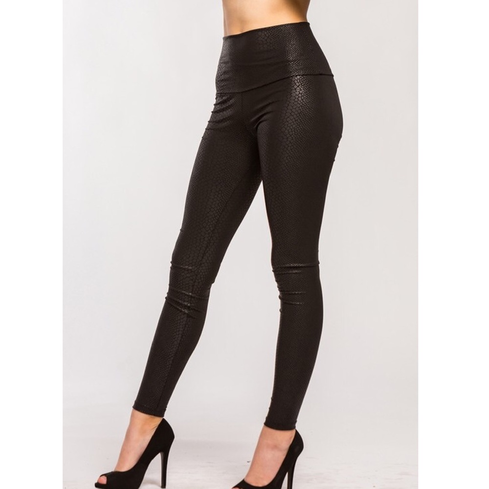 Faux Snake Skin High Waist Leggings - Picture 2 of 8